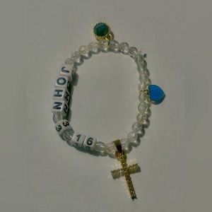 Blue/White “John 3:16” Faith Bracelet 💙